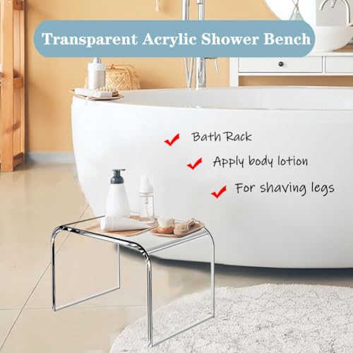 Taburete de acrílico transparente resistente e impermeable para baño 5