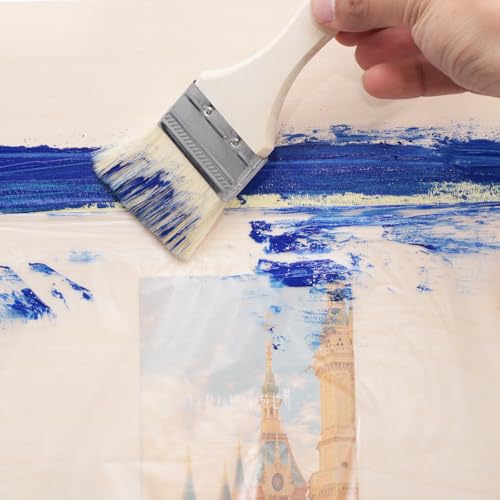 Image of 4 Rolls Painters Plastic with Tape, 3.6Ft x 65Ft Pre-Taped Masking Paper for Painting Automotive Masking Film Paint Adhesive Protective Film Roll for Painting Covering Walls Windows Auto Body