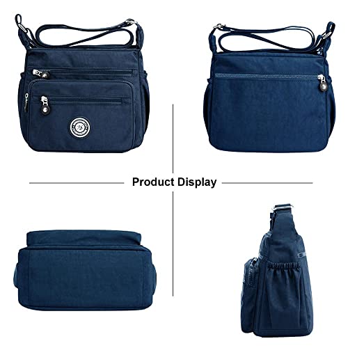 Milky Way Wasserdichte Damen-Umhängetasche, mit mehreren Taschen, verstellbarer Riemen, Crossbody-Handtaschen, lässige Segeltuch-Kuriertaschen, blau, Einheitsgröße