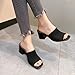 OXNEUHG Women's Knit Peep Toe Chunky Heeled Sandals Fashion Square Open Toe Slip On Block Heel Mules Summer Casual Breathable Slides Sandal (Black,9)