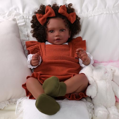 BABESIDE Poupée Reborn Noire – 20 Pouce 50 cm Bébé Reborn Fille Réaliste avec Corps Souple en Tissu, Vêtements et Accessoires pour Enfants dès 3 Ans