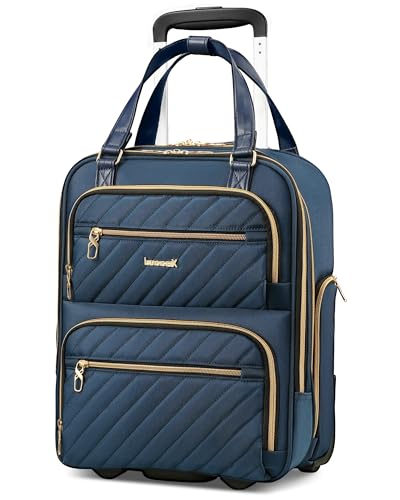 LUGGEX 16" Underseat Carry-On Luggage with Wheels, Blue