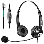 Landline Telephone Headset with Microphone Noise Cancelling, RJ9 Phone Headset Work for Polycom VVX411 Avaya 9508 Mitel 5312 ShoreTel BT Converse 2300 NEC Call Center Home Office Desk IP Phones