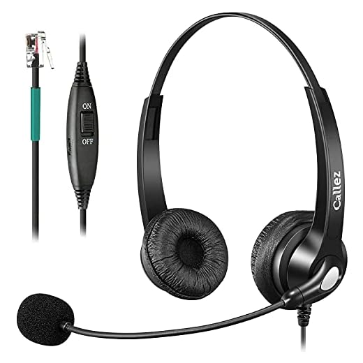 Telefon Headset RJ9 mit Mikrofon Noise Cancelling, Festnetztelefon Kopfhörer für Avaya 1408 Gigaset DA710 DA810 Polycom VVX411 Fanvil X4 Siemens Unify Openstage 15 Büro Call Center, Kristallklar Chat
