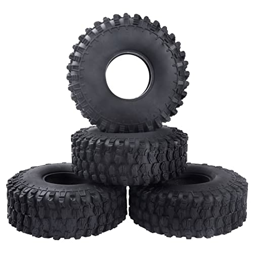 4Pcs Frihobby 1.9 Inch Beadlock Wheels And Tires Set 12Mm Wheel Hubs For 1/10 Scale Rc Crawler Cars Trucks Compatible With Traxxas Trx4 Axial Scx10 Redcat Gen 8 Rc4Wd (Black Rims) #TOP2