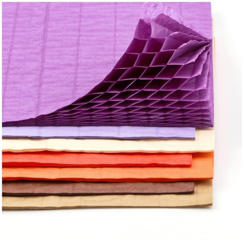 Briartw Honeycomb Paper Pads for DIY 3D Craft and Pop-Up Cards – Halloween-Autumn Series,30-Layer Tissue Paper Pad (5.8”x8.3”) with Glue Line,Perfect for Handmade Greeting Cards,School Projects
