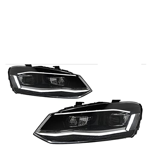 DRMKYLWPZ Car Styling Compatible With VW Polo Headlights 2011-2018 Vento LED Headlight New Polo Design DRL Hid Head Lamp Bi Xenon Beam Accessories(TSI Silver LED)