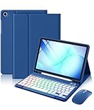 Harvopu for Galaxy Tab A11 Plus/A9 Plus 11' Case with Keyboard-Wireless Mouse Backlit Detachable Keyboard Stain-Resistant Cover with Pen Holder for Galaxy A11+/A9+ 5G Tablet Case 11-inch,NavyBlue