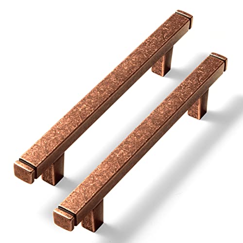 Goo-Ki 6 Pack 3-3/4 in (96mm) Hole Center Cabinet Pulls Antique Copper Zinc Alloy Kitchen Drawer Pulls Drawer Handles 5-1/2 Inch Length 1814-AC-96