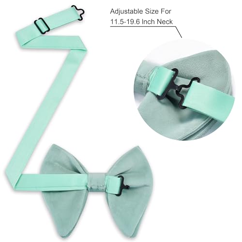 Image of GUSLESON Mens Solid Plaid Velvet Pre-tied Adjustable Bow Tie and Pocket Square Cufflink Set with Gift Box