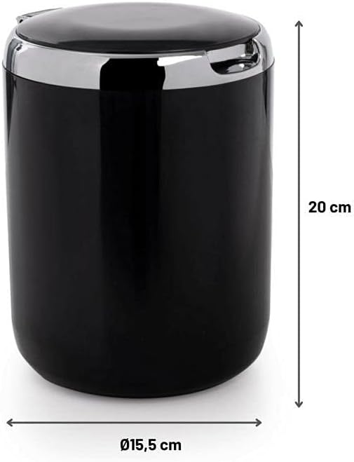 Primanova Pacific Plastic Lid Trash Can 3 lt, Black