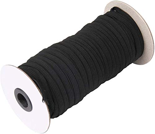 70-Yards Length 1/4\" Width Black Braided Elastic Cord/Elastic