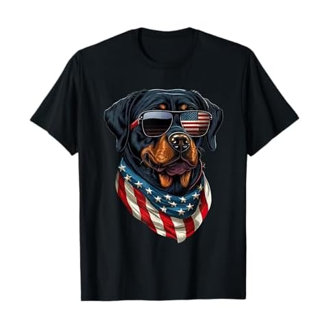 Rottweiler 4th of July American Flag Glasses Stay cool Men T-Shirt Cover