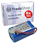 8x Trade-Shop Li-Ion Akku 14,8V / 2200mAh kompatibel mit Ecovacs Deebot CEN540, M82, N79, N79S, CEN546, CEN550, CEN640, N79SE, N79W, 500, 501, CEN646