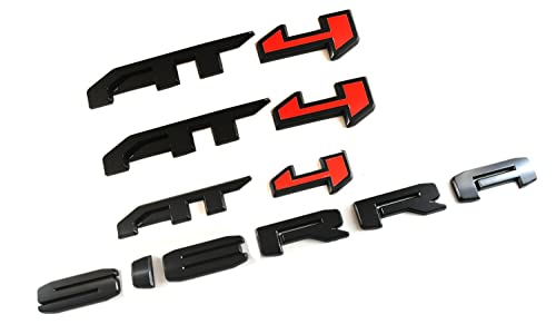 Image of 6Pcs Kits Sierra AT4 HD Overlay Emblems Door Rear Badge Compatible with 2019-2022 Sierra 1500 2500HD 3500HD (Black /Red)