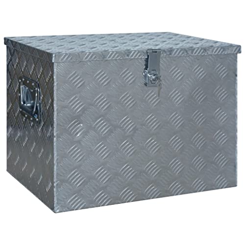 vidaXL Aluminiumkiste Transportkiste Transportbox Werkzeugkiste Werkzeugbox Deichselbox Alubox Alukoffer Lagerbox 610x430x455 mm Silbern Aluminium