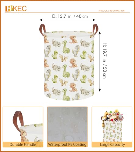 Image of 19.7 inch Laundry Basket,Dirty Clothes Hamper,Waterproof Storage Bin,Room Decor,Gift Baskets,Nursery Hamper(Watercolor Dinosaur)