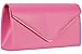 Vegan Leather Envelope Clutch Bag Classic Dressy Purse Foldover Evening Handbag Hot Pink
