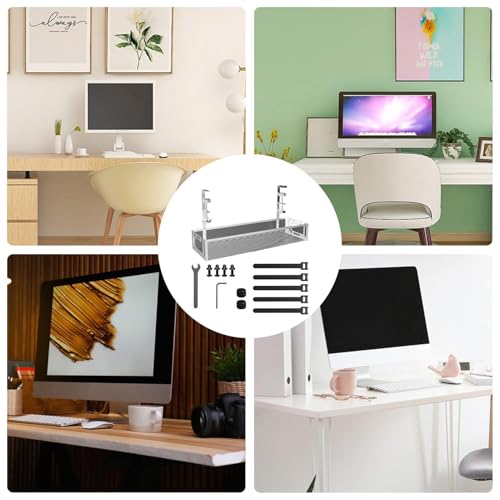 Gestion des câbles sous le bureau avec panier métallique robuste à fixation rapide - 5