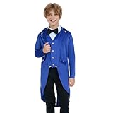 KDAFJLKD Steampunk Coat Tailcoat,Medieval Clothing Costume,Halloween Renaissance Vampire Costumes(Blue, 130 (7-8 Years))