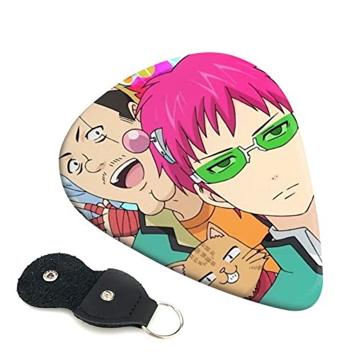 6枚セット ギターピック 齊木楠雄的災難 スタイリッシュ 3種厚さ0.46/0.71/0.96mm 6弦アコースティックギター、エレクトリックギター、ベース、バンジョー、マンドリン 6つのギターピックに適しています おにぎり型紛失防止 ギターアクセサリ A