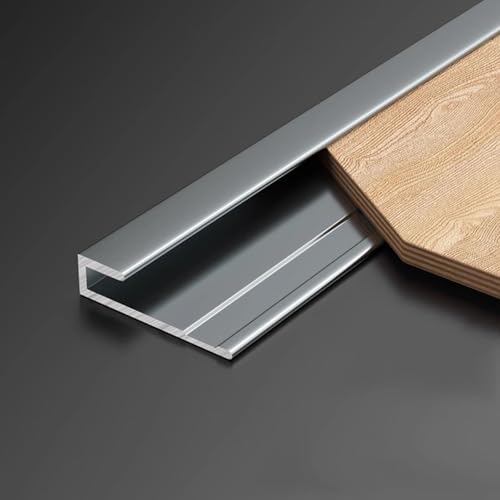 Image of Aluminum Alloy Edge Trim, C-Shaped Embedded Tile Corner Guard 1m* 3 Pieces, Metal Profile Strip for Cabinet Table Partition & Step Tread(Stretch Gray,4mmx1m)