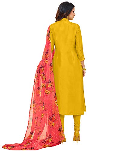 Image of AKHILAM Women's Cotton Chanderi Embroidered Unstitched Salwar Suit Material(26Dmk20 Parent)