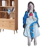 Estatua de la Virgen María - Figuras decorativas de resina católica | Ornamento de mesa de la Virgen María Bendita | para casa oficina biblioteca chimenea TV esquina oración familia