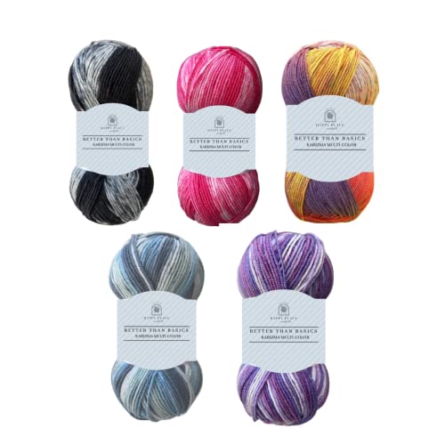 3Pk Karizma Yarn For Knitting And Crocheting, Multicolor Anti-Pilling Acrylic Yarn, Rainbow, Soft, Strong, Total 300G, 780M (Rainbow) #TOP2
