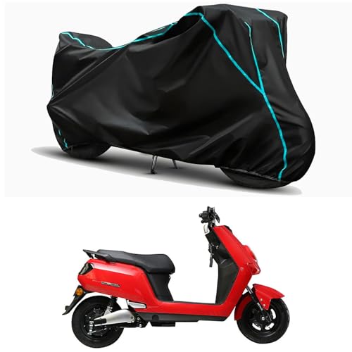 Image of Waterproof Bike Body Cover Compatible for | Benling Icon | Taffeta Fabric, Sky Piping Design, Bottom Elastic Fit | Dustproof, Sun UV & Rain Protection for All Weather.