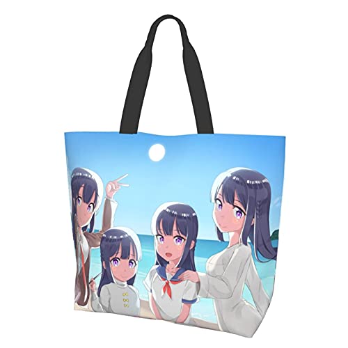 買い物バッグ トートバッグ アニメ キャラクター グッズ レディース 手提げバッグ青春ブタ野郎はバニーガール先輩の夢を見ない 2 メンズ レディース 携帯便利軽量 繰り返し洗え エコバッグ 買い物バッグ