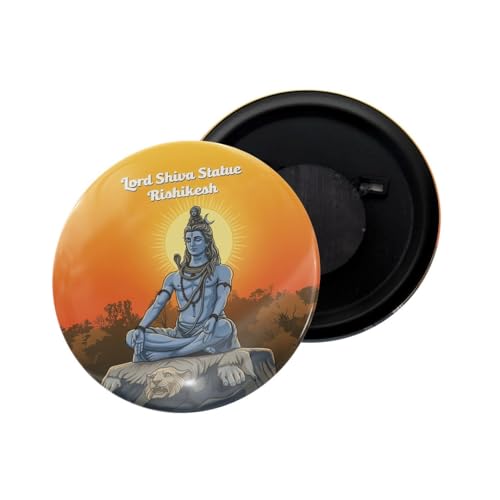 Image of dhcrafts Fridge Magnet Multicolor Uttarakhand Lord Shiva Statue Rishikesh Glossy Finish Design Pack of 1 (58mm)