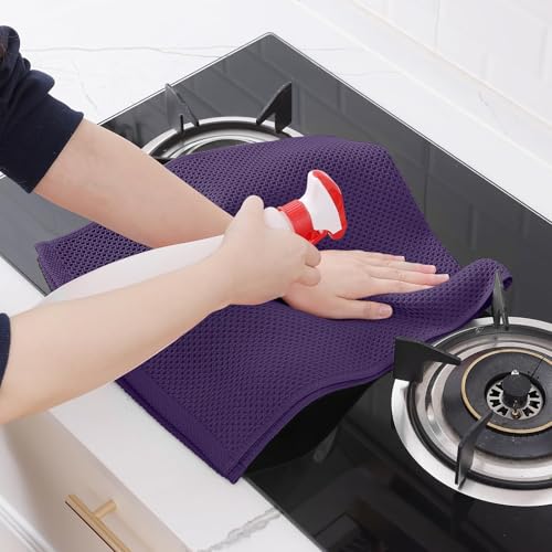 Image of Homaxy 100% Cotton Waffle Weave Kitchen Dish Towels, Ultra Soft Absorbent Quick Drying Cleaning Towel, 13 x 28 Inches, 18-Pack, Eggplant