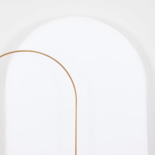 Vista 227 de Efavormart - Marco de fondo redondo de elastano de 7 pies, cubierta de arco de boda de 2 lados Blanco