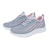 Zapatillas de deporte con cordones para mujer, de malla que bloquea el color, cómodas, para caminar, con espuma viscoelástica, ligeras, transpirables, para gimnasio, fitness, ortopédicos