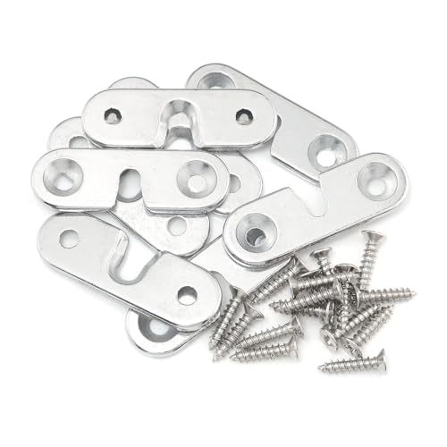Image of 8PCS Multifunctional Screws Keyhole Hanging Plates Flat Corner Brace Plates Metal Joining Plates Connector Repair Bracket Keyhole Shelf Brackets Single Keyhole Picture Hanger