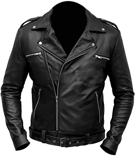 Veste en cuir véritable motard Walking Dead Negan pour look urbain