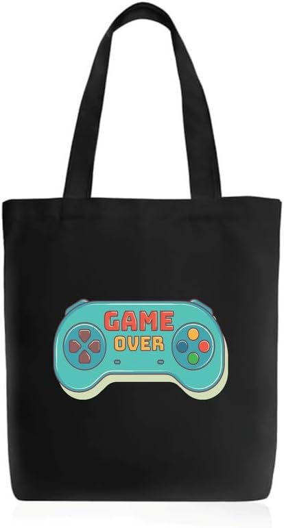 Roundsun Canvas Printed Black/White Vertical Tote Bag Main Zipper & Open Inner Pocket 300 GSM Cloth Size 16 Height 14 Width 4 Base Inches Multi-Purpose Bag Eco Friendly