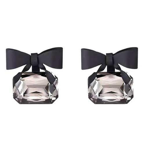 Bow Stud Earrings for Women Black Bow Earrings Fashion Black Faux Crystal Statement Earrings Christmas Cute Jewelry Gifts for Women
