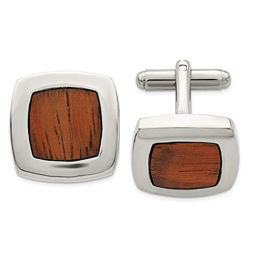 Mancuernillas para hombre con incrustación de madera 20 mm miniatura 1