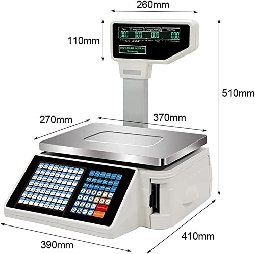 Báscula comercial digital con impresora y pantalla doble 30KG miniatura 7