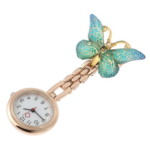 AMUSLESUR Reloj de Enfermera para Mujer Diseño de Colgante y Clip, Cuarzo Verde, Vista Clara, Adecuado para Hospital y Uso Profesional