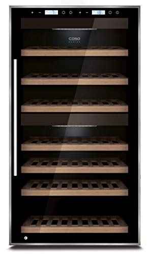 Preisvergleich Produktbild CASO WineComfort Touch 66 / Weinkühlschrank 66 Flaschen / 2 Zonen, 5-20°C einstellbar, Holz-Auszüge kugelgelagert, LED, freistehend, UV-Filterglas