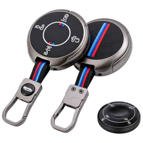 Image of Premium Metal Car Key Case Cover Compatible with Tata Harrier EV Electric 2025 / 2026 8 Button Smart Key Only (Black)