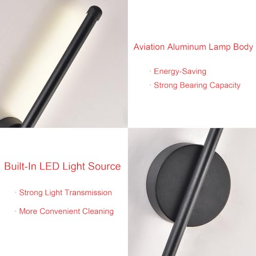 Aplique de pared interior de metal y acrílico negro de 100cm LED 3