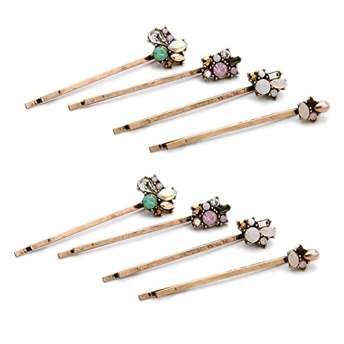 8Pcs/4Pairs Vintage Hair Pins For Women Retro Bobby Pins Hairpins For Women Ladies And Girls Rhinestone Hair Clips Headwear Decorative Styling Tools Hair Accessories #TOP4