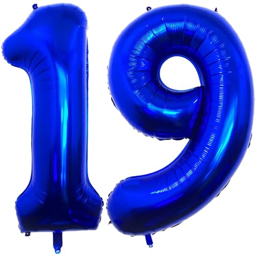 40 Inch Navy Blue 19 Balloons Giant 19 Balloons Navy Blue 19 Birthday Balloons 19th Birthday Anniversary Events Party Decorations Supplies