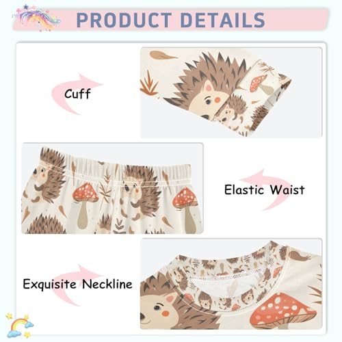 senya Hedgehogs Forest Mushrooms Pajamas Set Long Sleeve Soft Cotton Sleepwear 2 Piece4