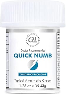 Quick Numb 5% Lidocaine Topical Numbing Cream for Fast Pain Relief, 1.25 Oz Maximum Strength Deep Penetrating Pain Relief Cream Anesthetic with Aloe Vera, Vitamin E, Lecithin with Child Resistant Cap