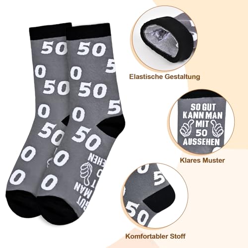 Alishomtll Geschenk zum 50 Geburtstag Flaschentasche für Männer, Filz Männerhandtasche Bier 6 Flaschen, Bierfest Vatertag Herrenhandtasche mit Flaschenöffner, Bier Socken, Flaschenverschluss, Grau